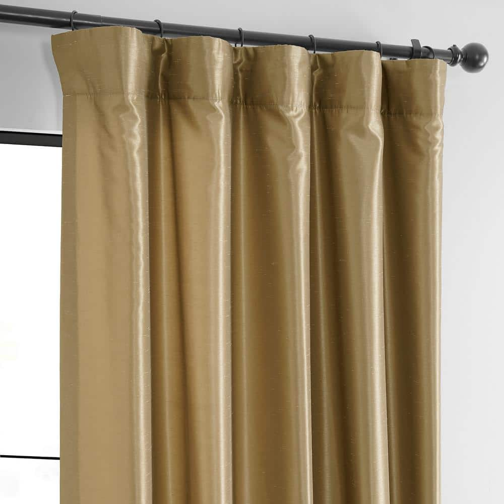 Flax Gold Solid Rod Pocket Room Darkening Curtain – 50 in. W x 108 in. L (1 Panel)