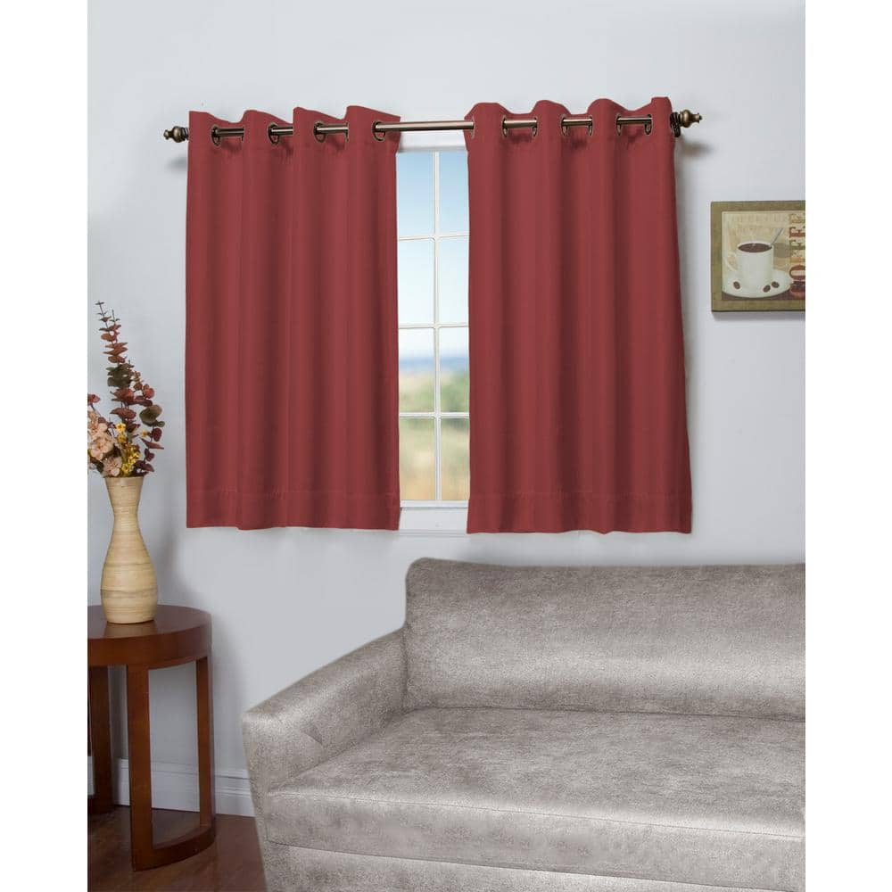 Floral Rose Canvas Solid 50 in. W x 54 in. L Grommet Blackout Curtain