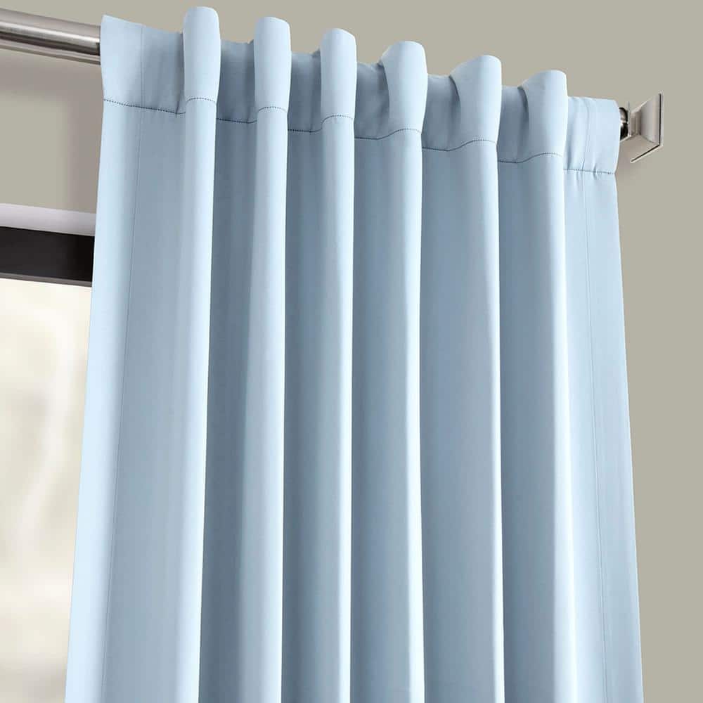 Frosted Blue Polyester Room Darkening Curtain – 50 in. W x 84 in. L Rod Pocket with Back Tab Single Curtain Panel