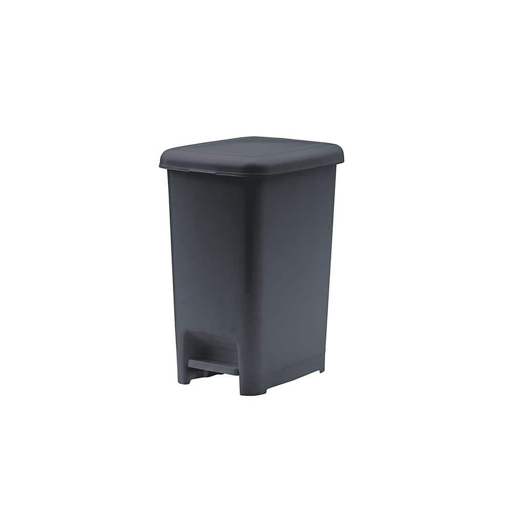 4 Gal. Grey Plastic Slim Pedal Step On Trash Can