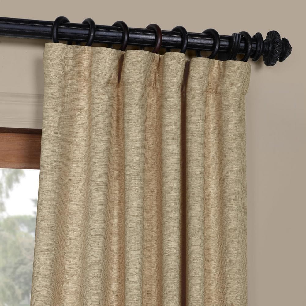 Ginger Textured Bellino Room Darkening Curtain – 50 in. W x 96 in. L Rod Pocket with Back Tab Single Curtain Panel