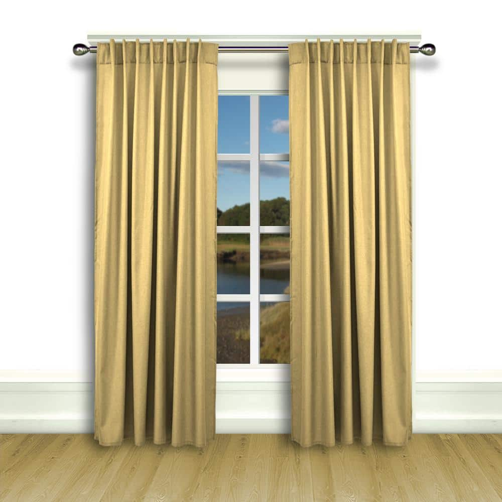 Gold Leaf Woven Rod Pocket Room Darkening Curtain – 56 in. W x 84 in. L