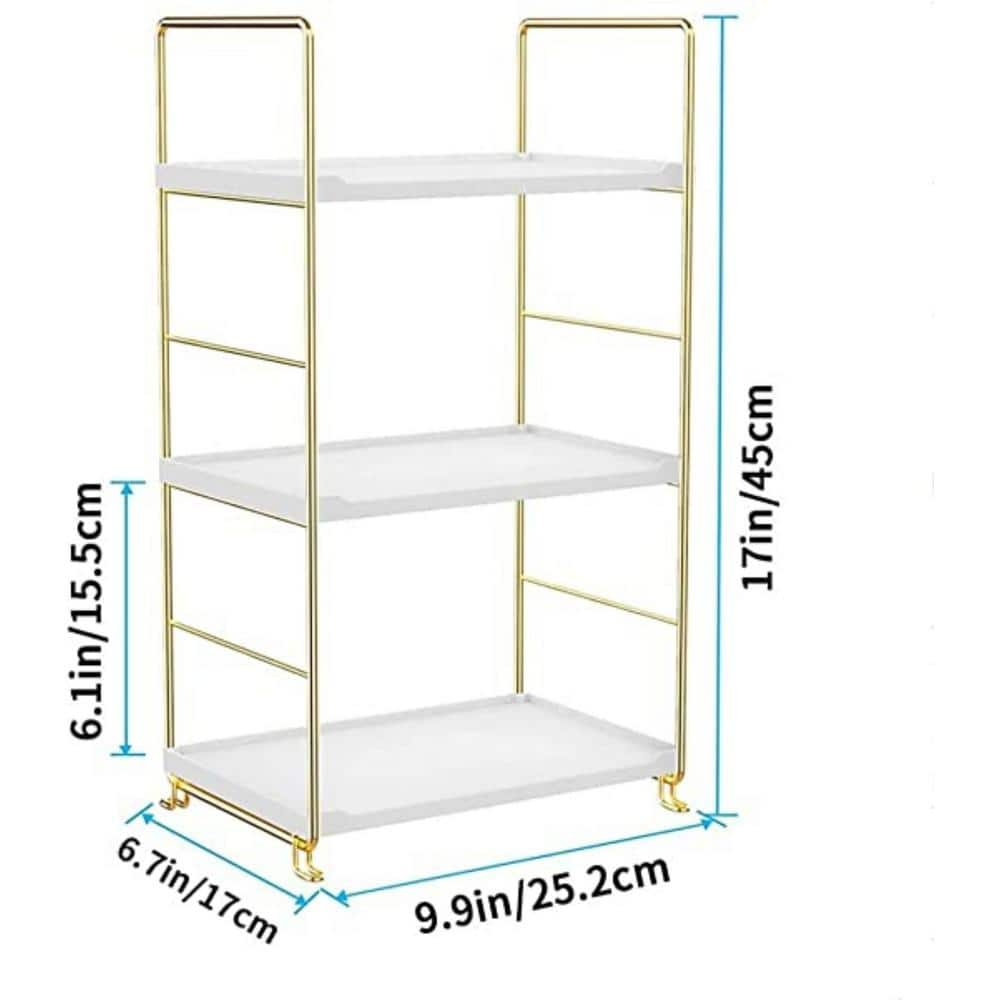 3-Tier Kitchen Spice Rack, Freestanding Stackable Organizer Shelf, Bathroom Organizer Countertop Storage Shelf