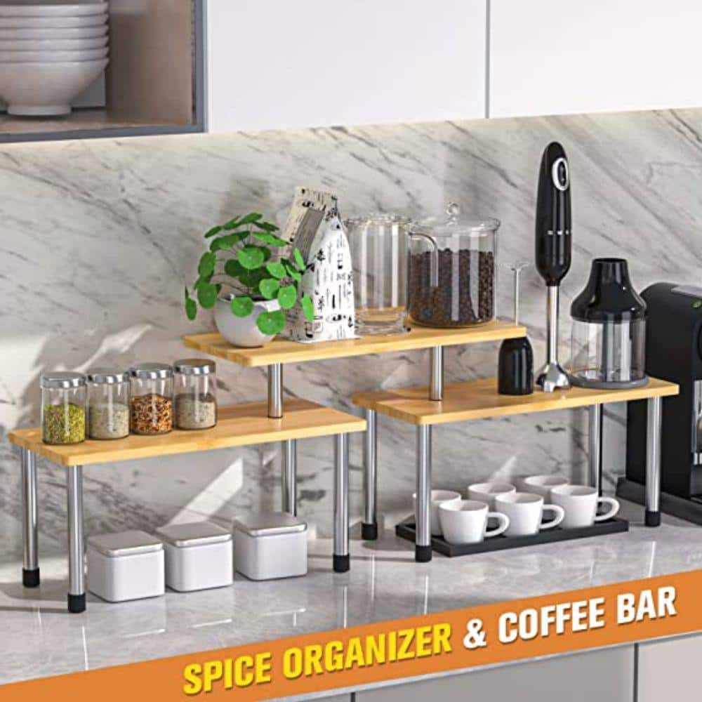 Kitchen Countertop Organizer Counter Shelf 2-Tier Separable Corner Shelf for Kitchen and Bathroom