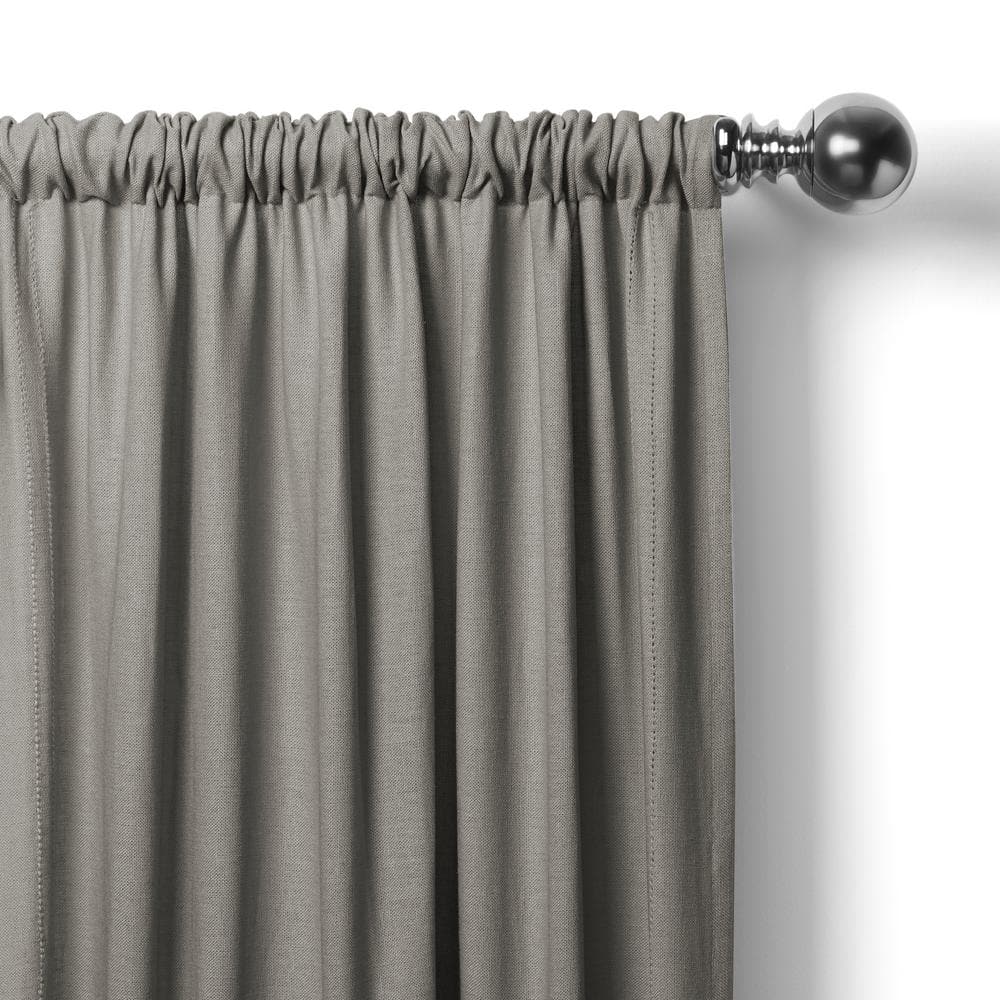 Gray Rod Pocket Room Darkening Curtain – 30 in. W x 36 in. L (Set of 2)