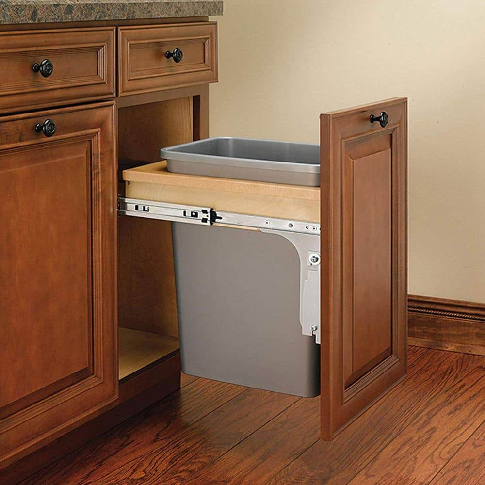 Gray Pull Out Top Mount Trash Can 35 Quart