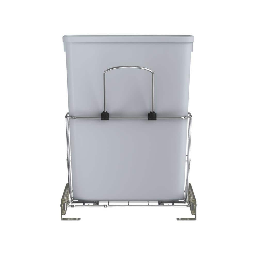 Gray 32 qt. Universal Waste Container with Rear Basket