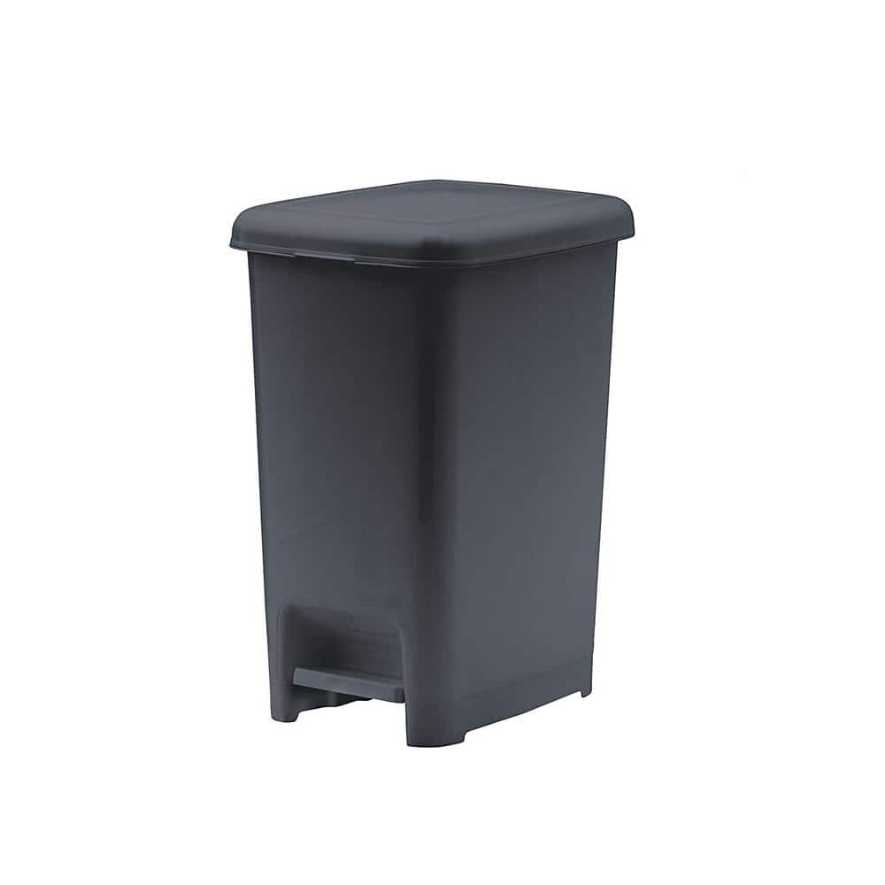 10.5 Gal. Grey Plastic Slim Pedal Step On Trash Can