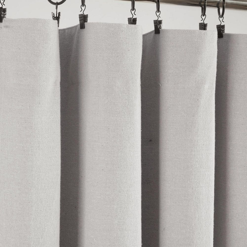 Linen Button 100% Lined Gray/White 84 in. L x 40 in. W Blackout Single Panel Window Curtain