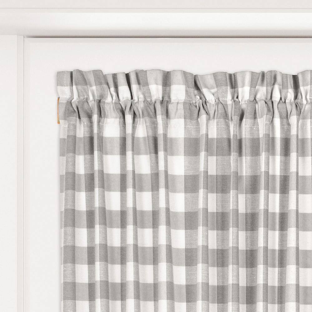 Buffalo Check 54 in. W x 40 in. L Polyester/Cotton Light Filtering Door Panel and Tieback in Grey