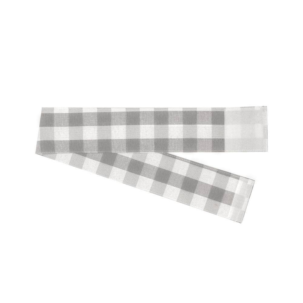 Buffalo Check 54 in. W x 40 in. L Polyester/Cotton Light Filtering Door Panel and Tieback in Grey