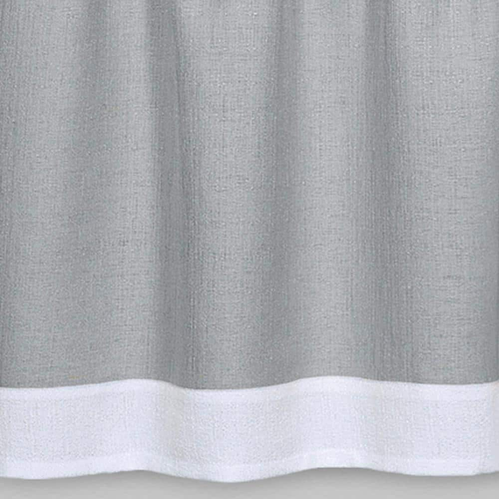 Darcy Grey/White Polyester Light Filtering Rod Pocket Tier and Valance Curtain Set 58 in. W x 24 in. L