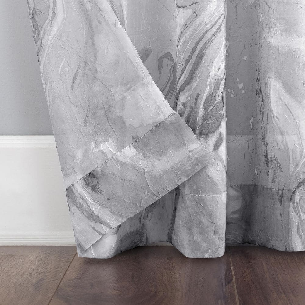 Cristo Crushed Grey Voile 84 in. L x 51 in. W Sheer Rod Pocket Curtain Panel