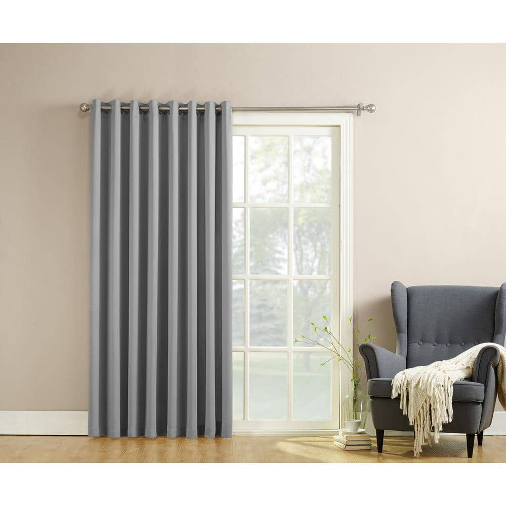 Grey Solid Grommet Room Darkening Curtain – 100 in. W x 84 in. L