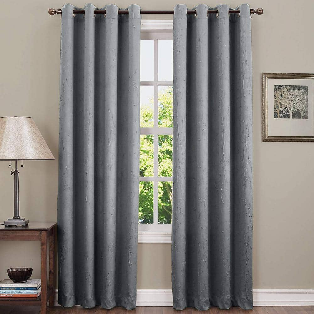 Grey Solid Rod Pocket Room Darkening Curtain – 54 in. W x 72 in. L