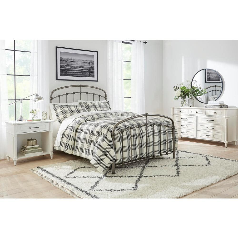 Adderley 3-Piece Black and White Plaid Waffle Weave  Full/Queen Comforter Set