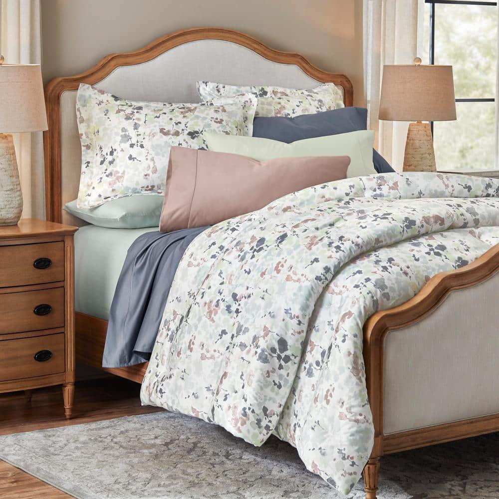 Waterdale Reversible 3-Piece Multi-Color Printed Floral Cotton Sateen King Comforter Set