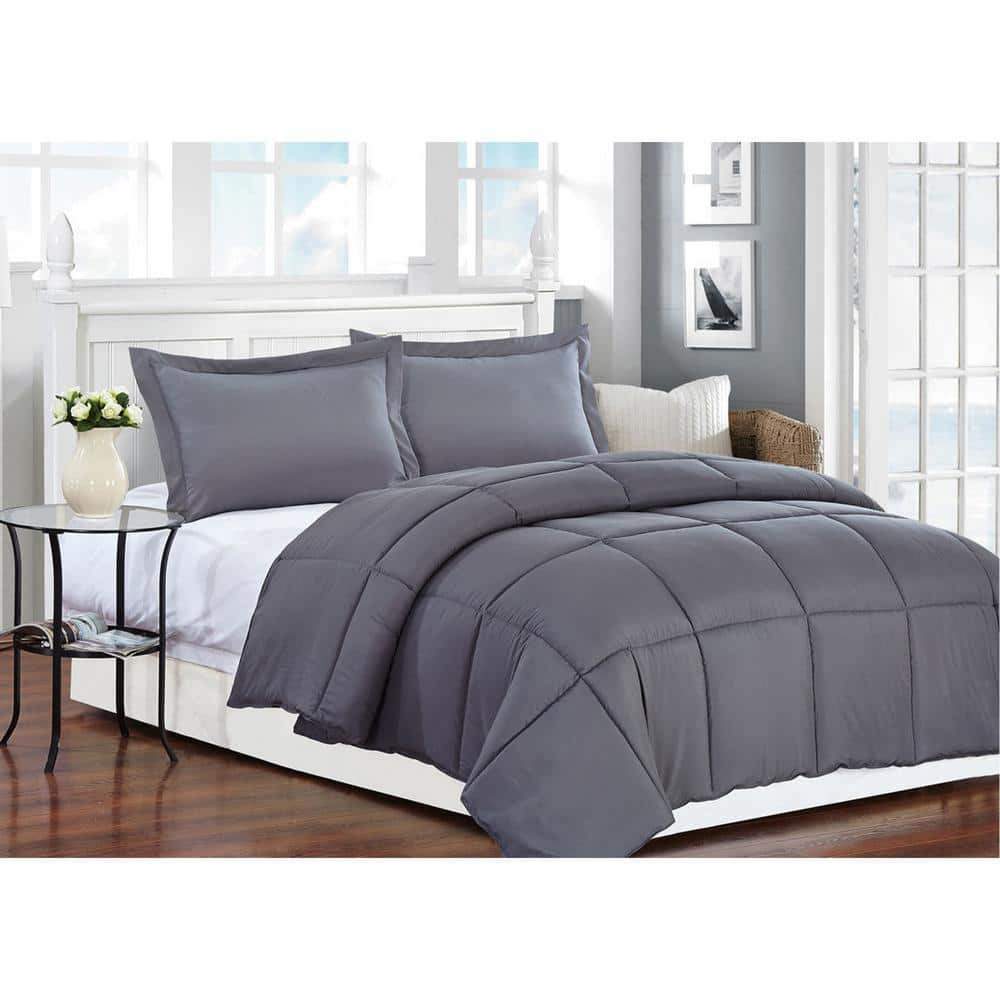 Caroline Gray Solid Color King/Cal King Bedding Material Comforter Only