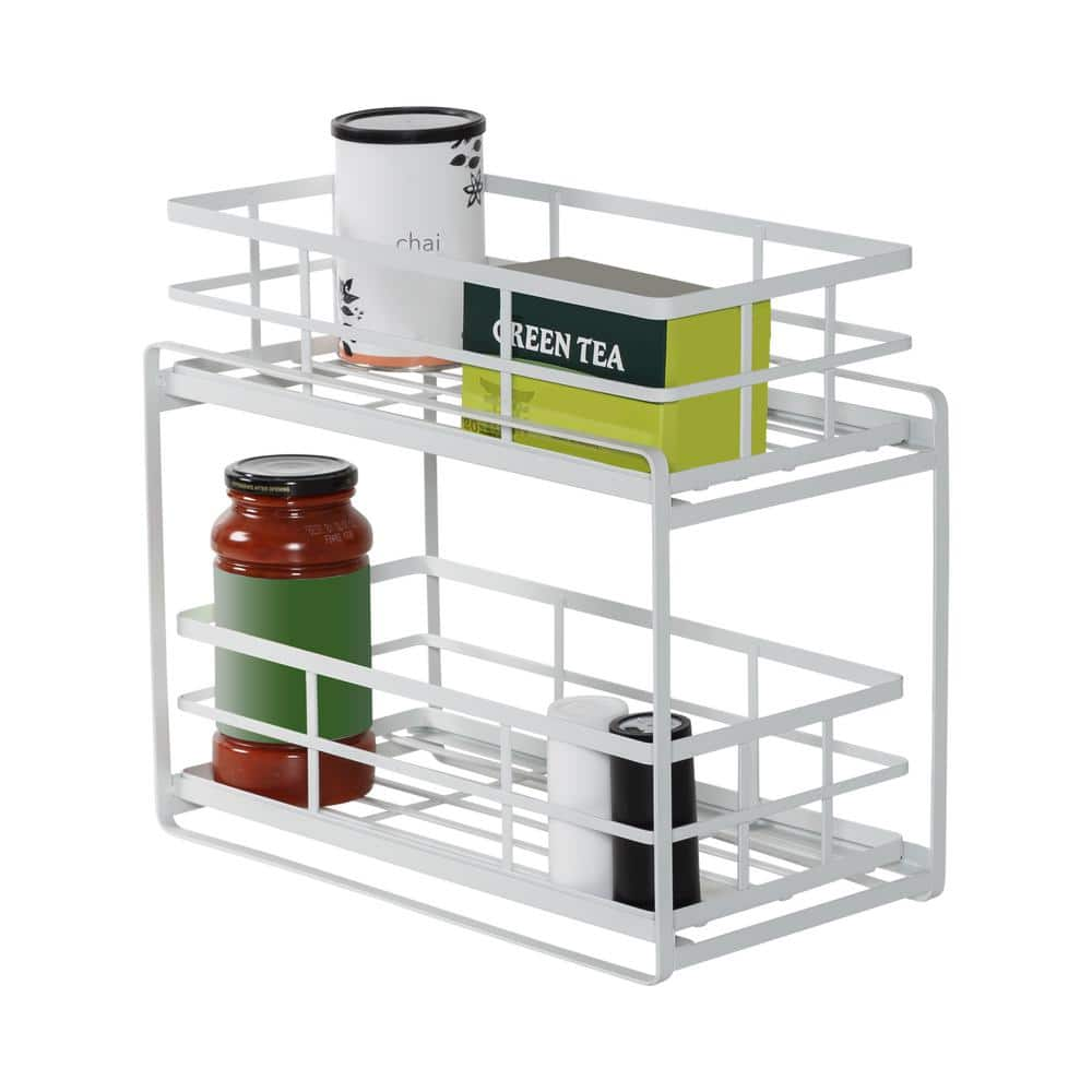 White Steel Pull Out Under Sink Organizer with 2 Drawers