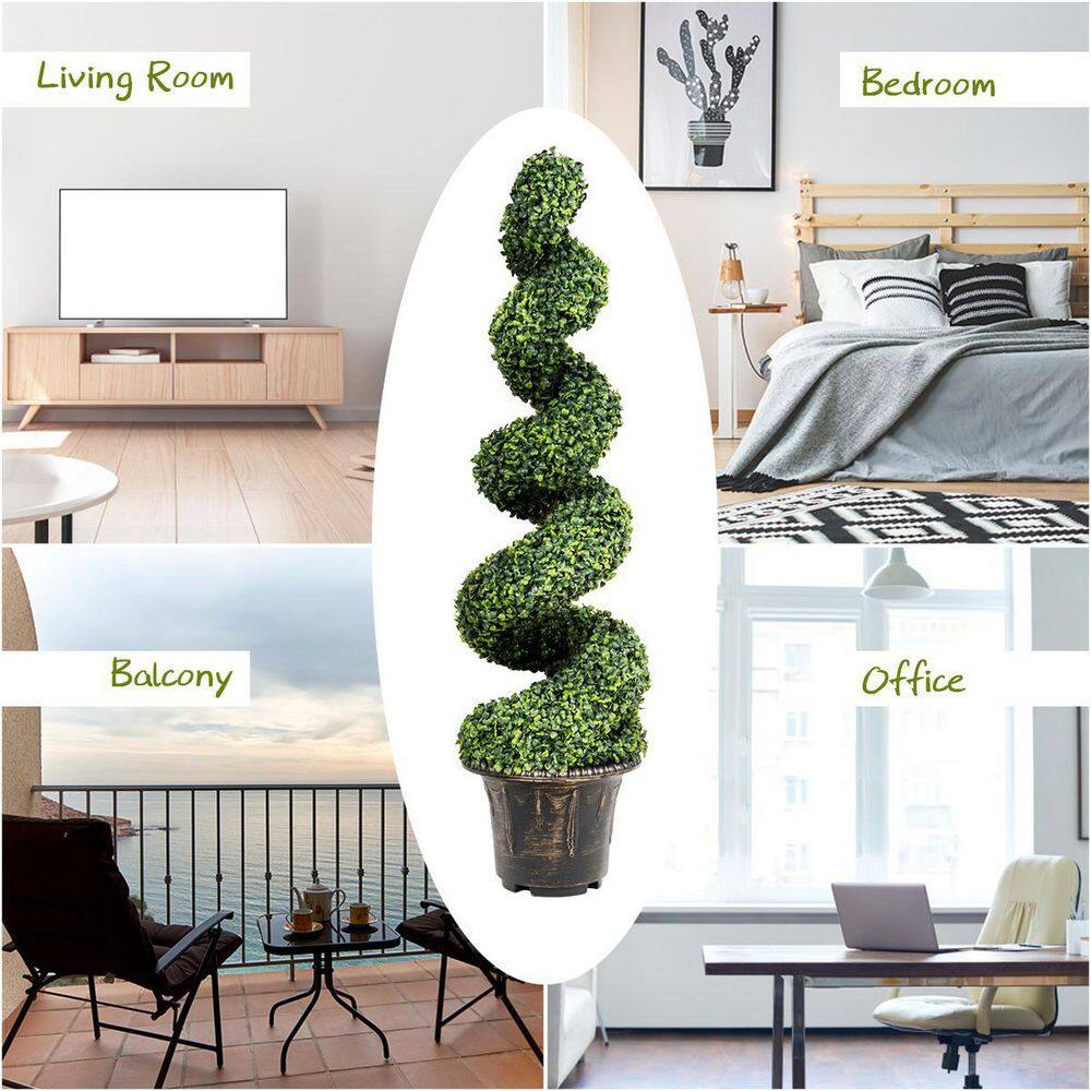 Artificial Spiral Tree Green Leaves Boxwood 4 ft. Home Decoration