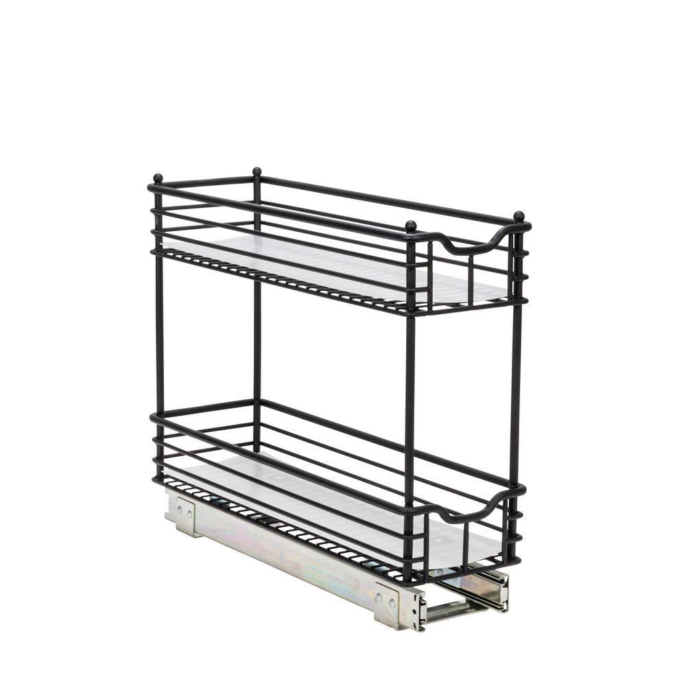 7 in. W 2-Tier Metal Organizer in Matte Black