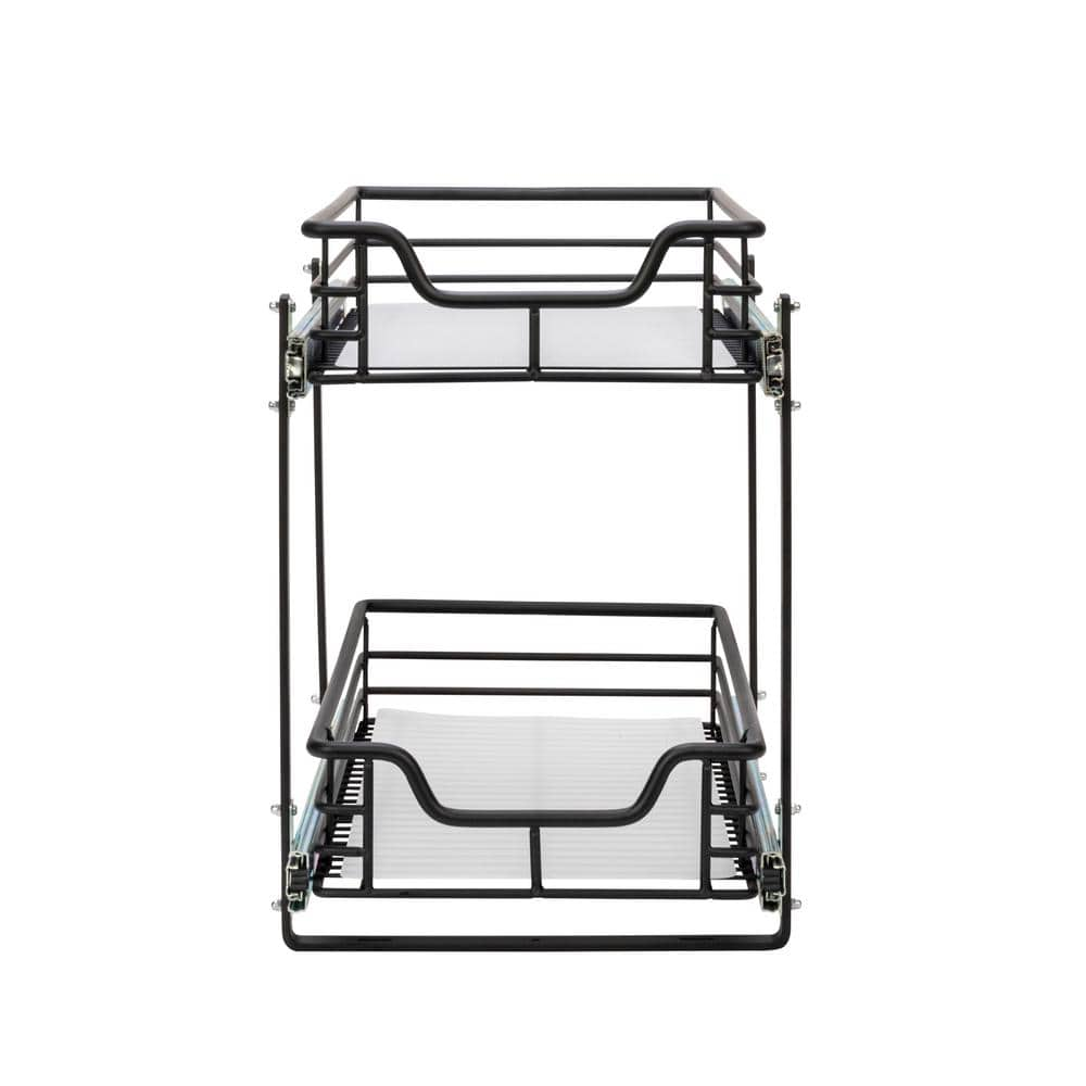 11.5 in. W Metal Dual Slide 2-Tier Organizer in Matte Black