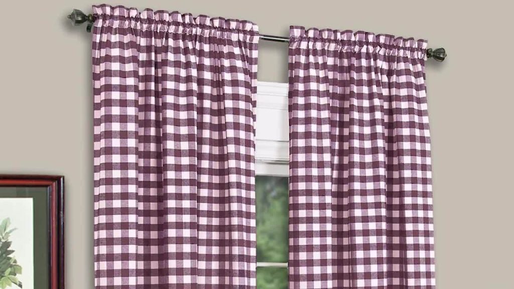 Buffalo Check Yellow Polyester/Cotton Light Filtering Rod Pocket Curtain Tier Pair 58 in. W x 24 in. L