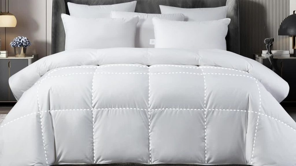 Full/Queen 300-Thread Count Sateen Cotton All Seasons European Down Comforter