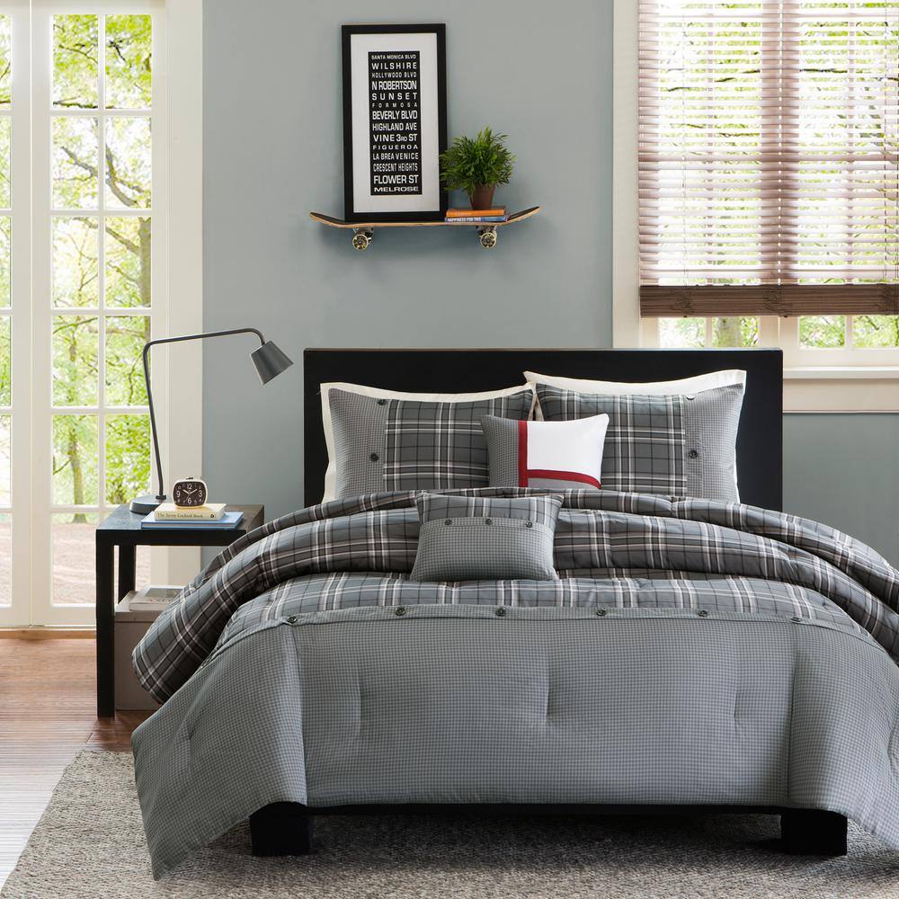 Campbell 4-Piece Grey Twin Comforter Set