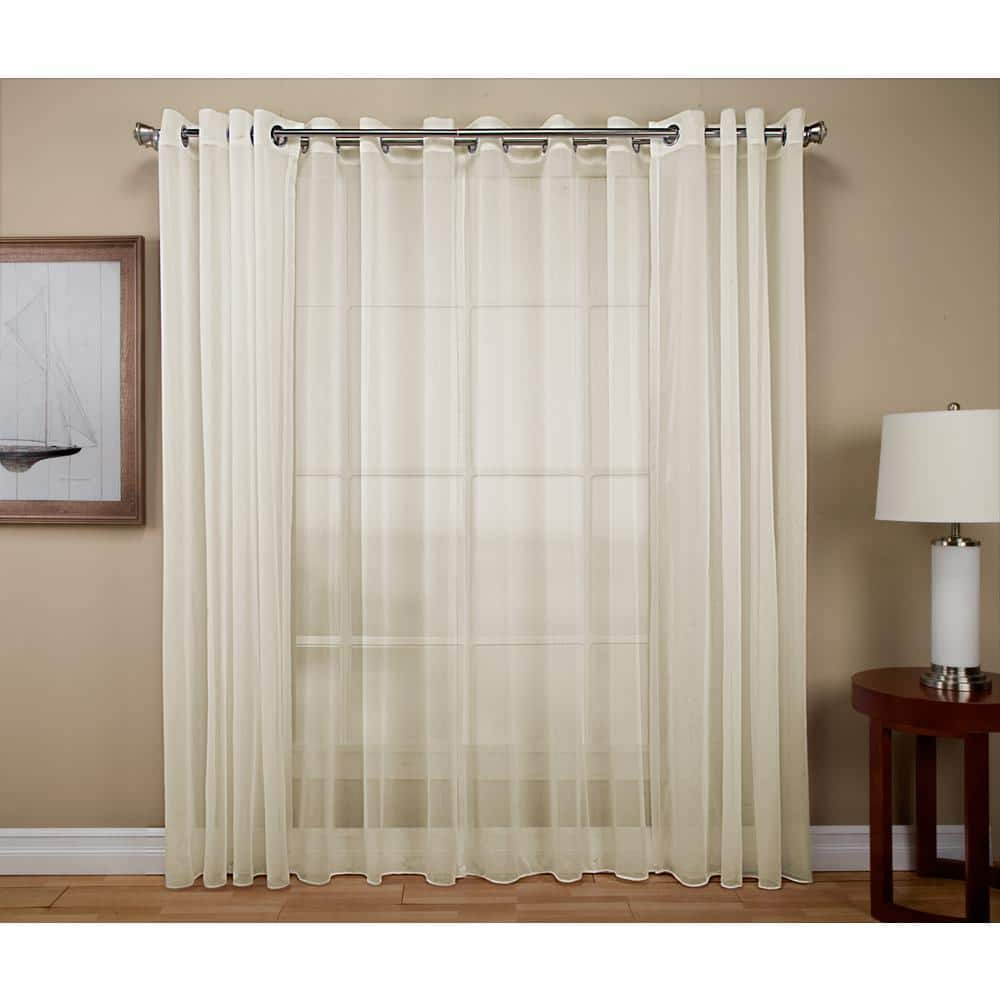 Ivory Solid Grommet Sheer Curtain – 54 in. W x 96 in. L