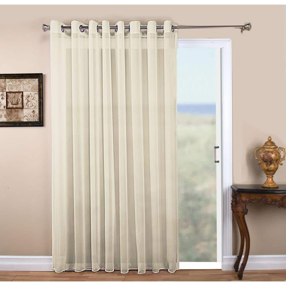 Ivory Solid Extra Wide Grommet Sheer Curtain – 108 in. W x 84 in. L