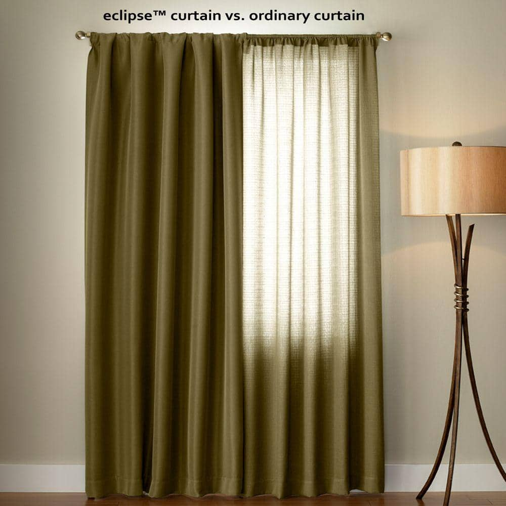 Wyndham Thermaweave Jet Black Woven Solid 52 in. W x 63 in. L Thermal Lined Noise Cancelling Grommet Blackout Curtain