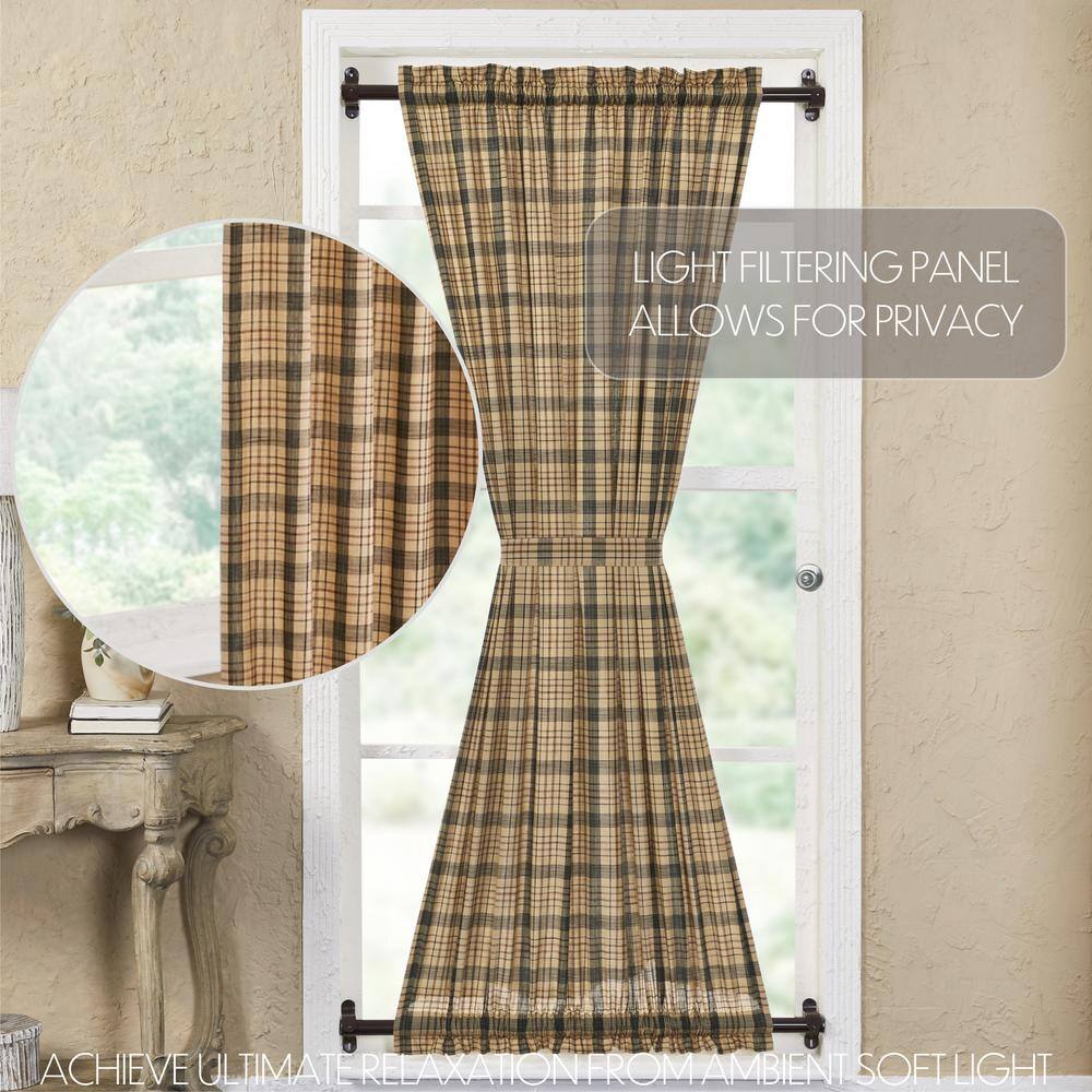 Cider Mill 40 in. W x 72 in. L Light Filtering Rod Pocket French Door Window Panel in Khaki Green Brown