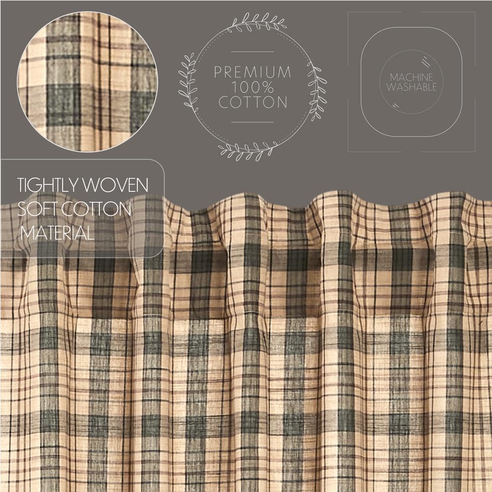 Cider Mill 40 in. W x 72 in. L Light Filtering Rod Pocket French Door Window Panel in Khaki Green Brown