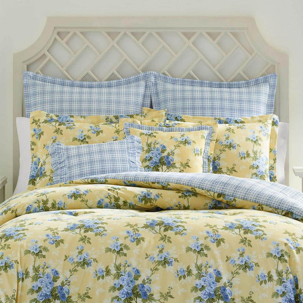 Cassidy 7-Piece Yellow Floral Cotton King Comforter Set