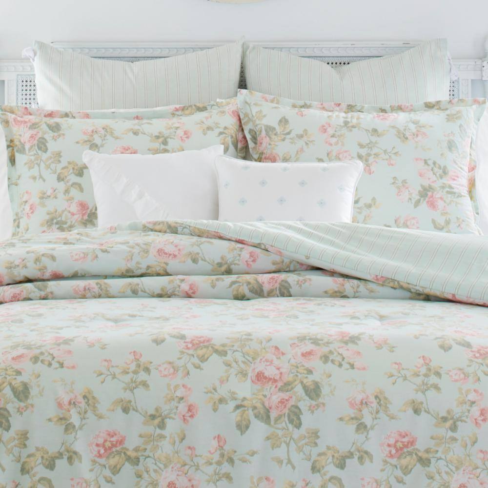 Madelynn 7-Piece Blue Floral Cotton King Comforter Set