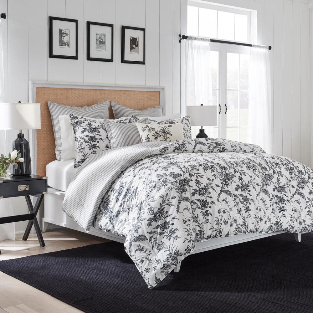 Amberley 7-Piece Charcoal Gray Cotton King Bonus Comforter Set