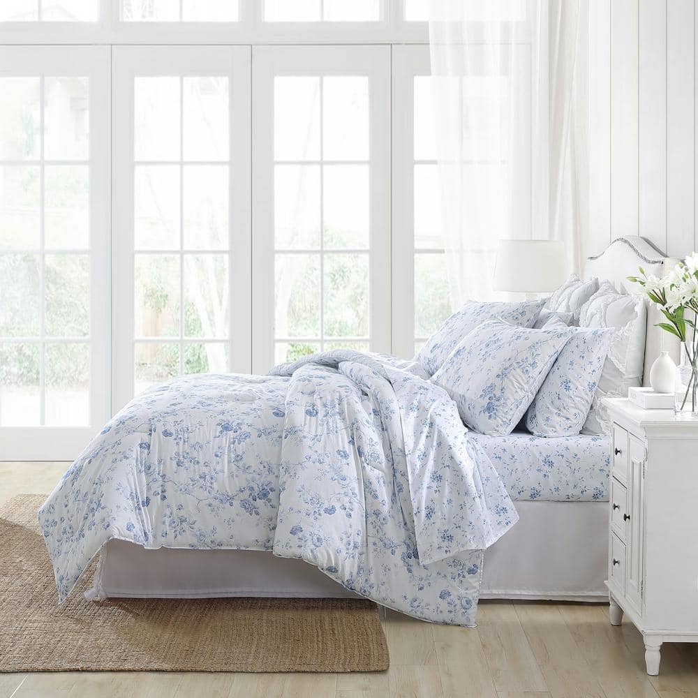 Belinda 2-Piece Blue Cotton Twin Comforter Set