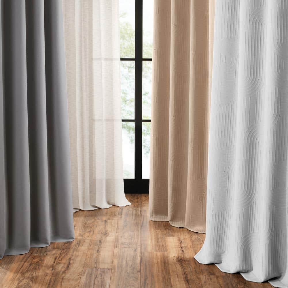 Ottoman Light Bronze Polyester Textured Solid 50 in. W x 84 in. L Grommet 100% Blackout Curtain (Single Panel)