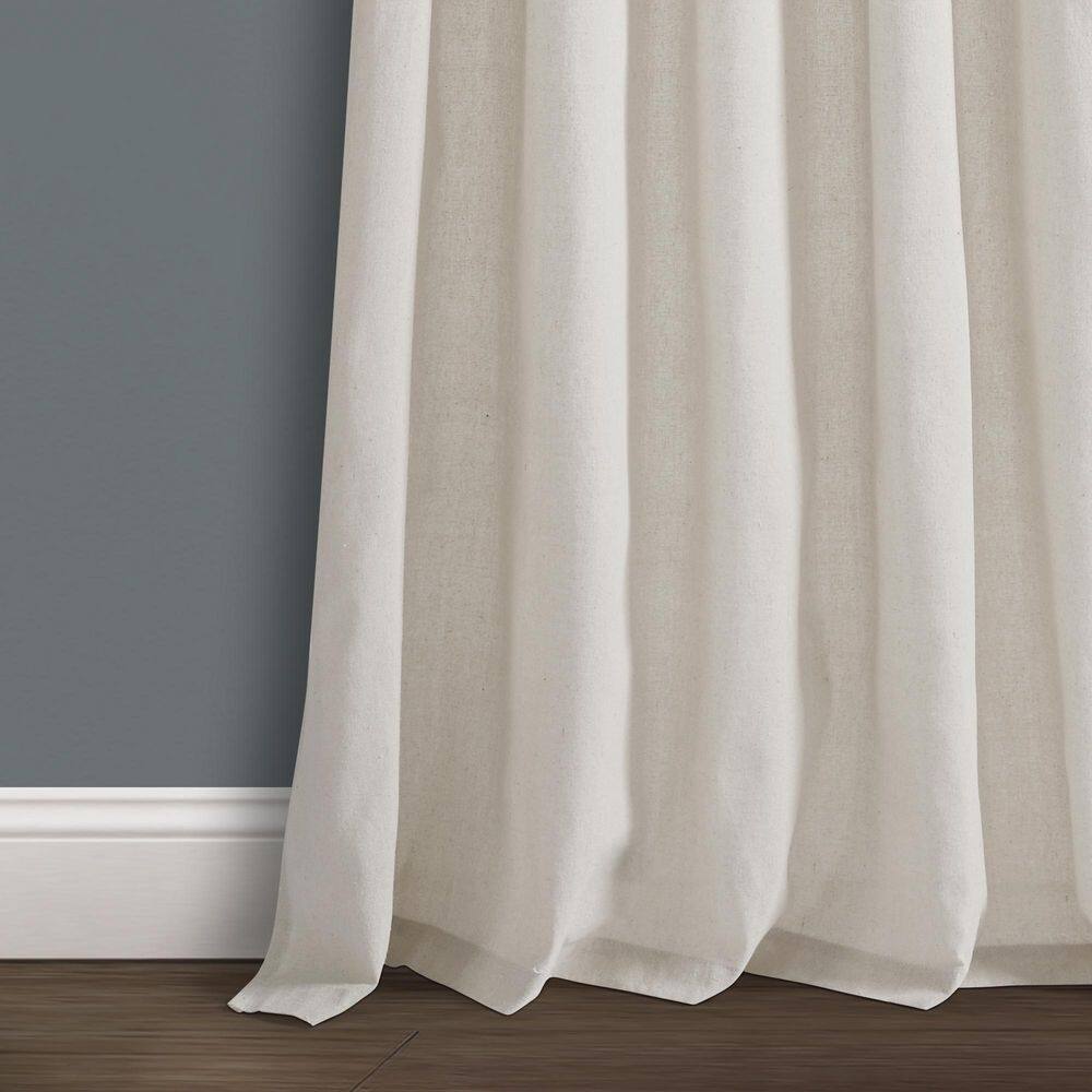 Burlap Knotted Tab Top Window Curtain Panels Light Linen 45X108 Set