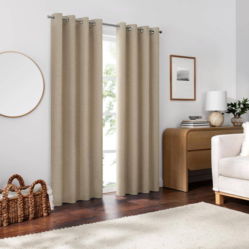 Lawson Linen Solid Polyester 50 in. W x 95 in. L Grommeted Blackout Curtain Panel