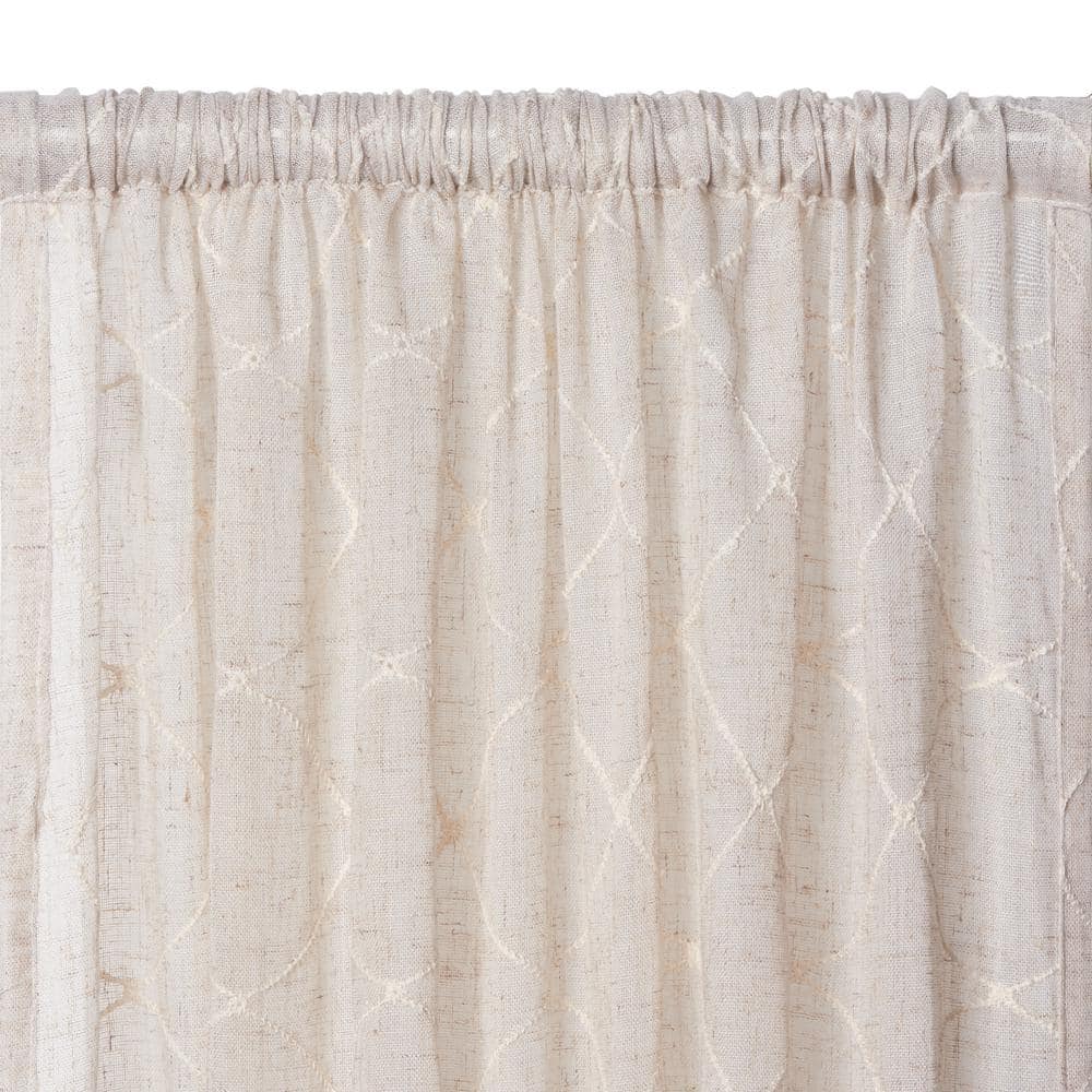 Linen Geometric Rod Pocket Room Darkening Curtain – 30 in. W x 24 in. L (Set of 2)