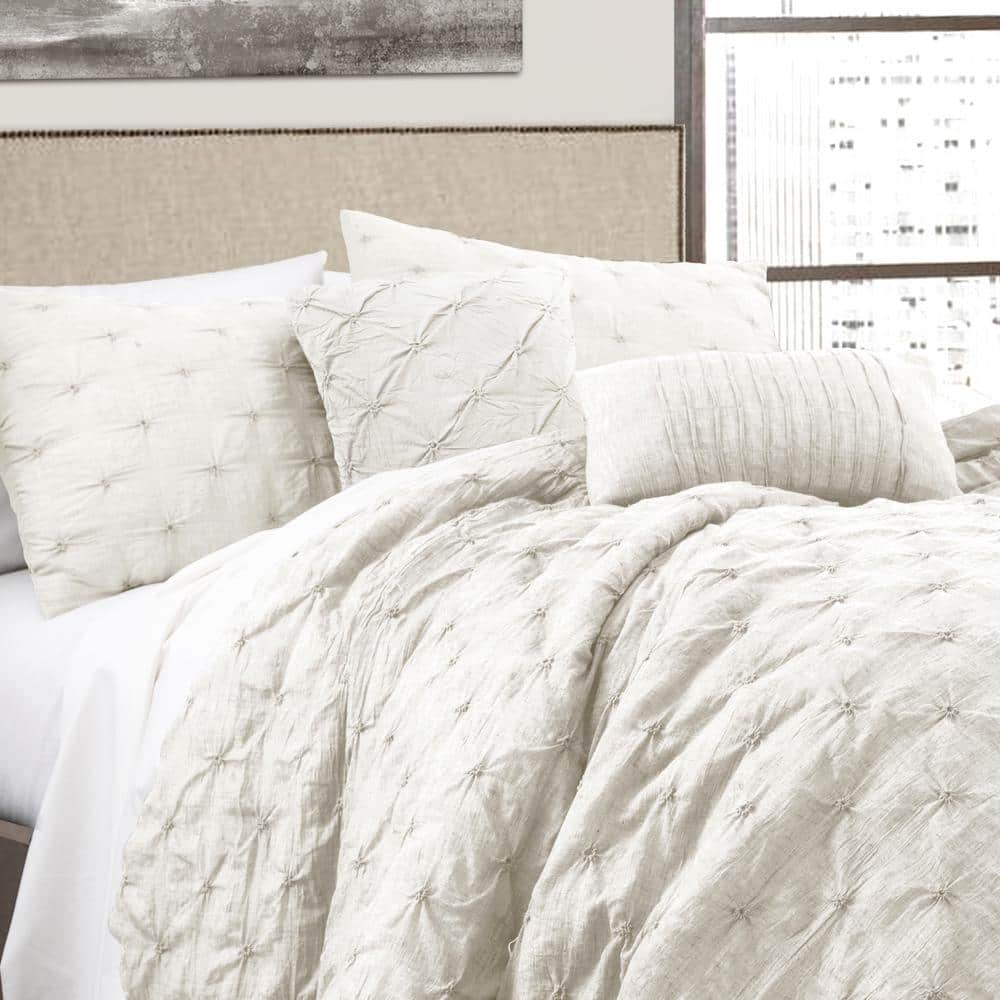 Ravello Pintuck Comforter White 5-Piece Full/Queen Set