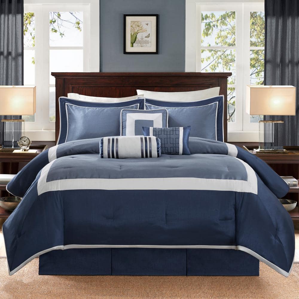 Abigail 7-Piece Navy King Polyester Comforter Set