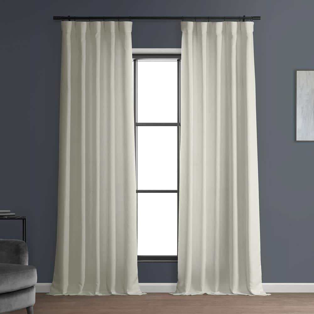 Magnolia Off White Italian Faux Linen Room Darkening Curtain – 50 in. W x 96 in. L (1 Panel)