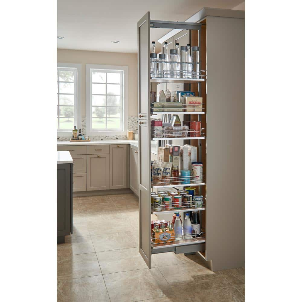 10 in. Chrome Maple Solid Bottom Pantry Pullout with Soft Close