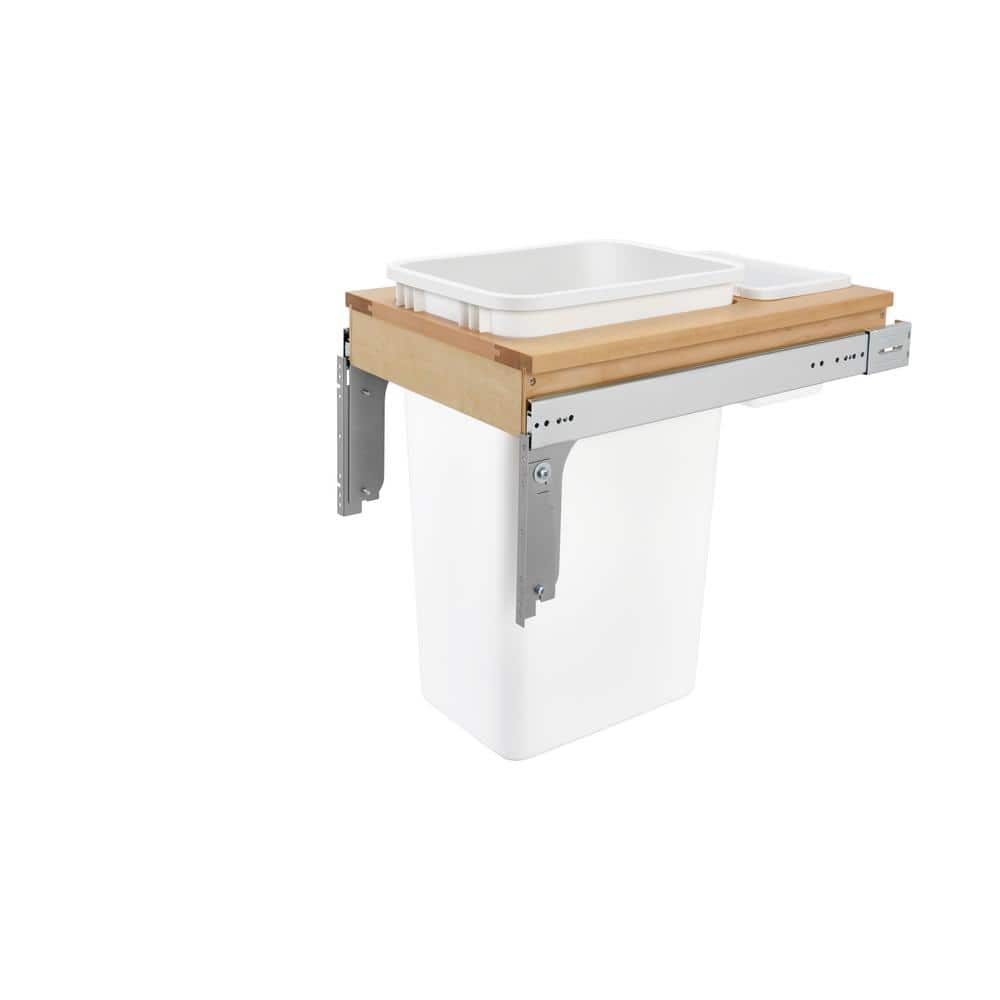 Double 50 Qt. Pull-Out Top Mount Maple and White Container for Full Access Cabinet