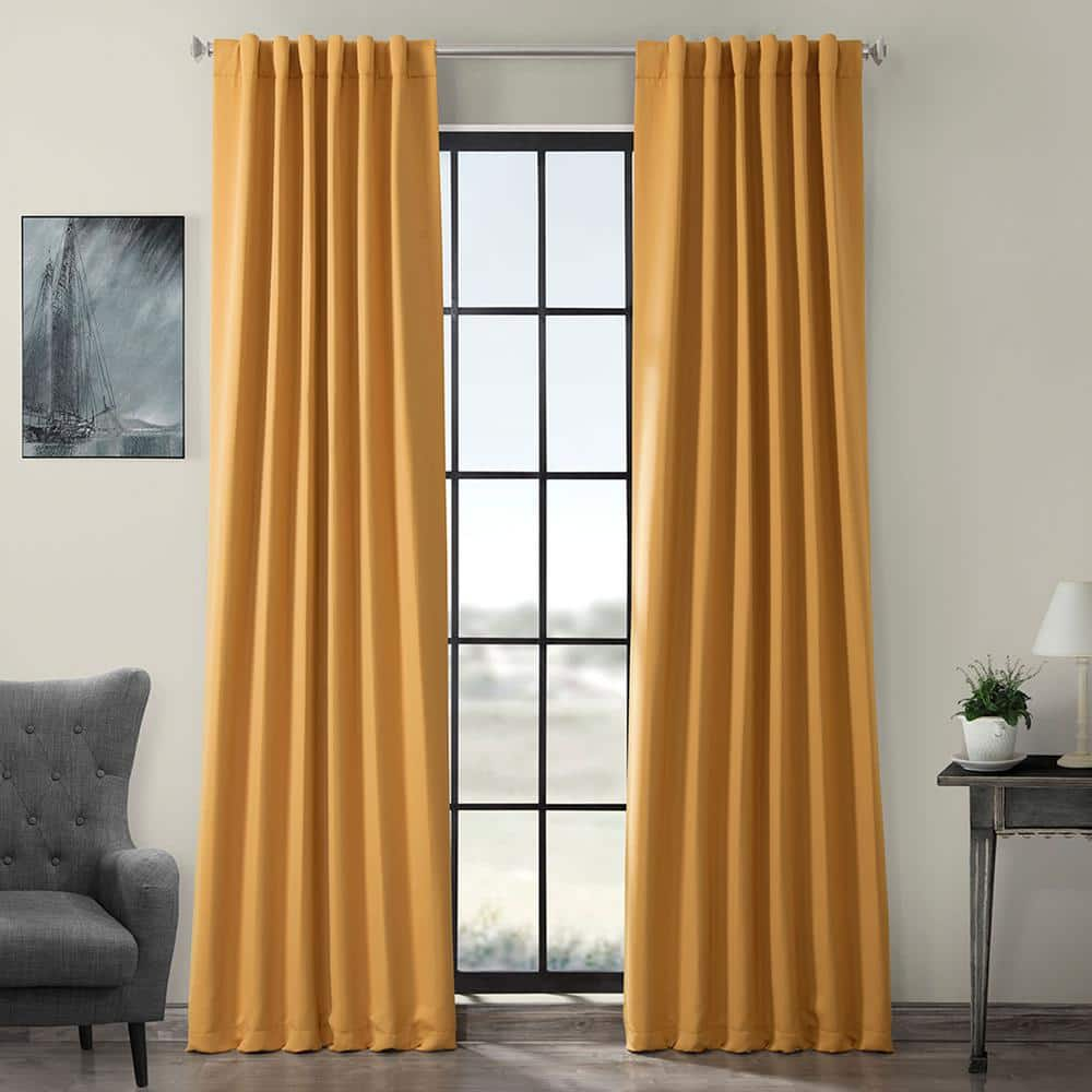 Marigold Polyester Room Darkening Curtain – 50 in. W x 84 in. L Rod Pocket with Back Tab Single Curtain Panel