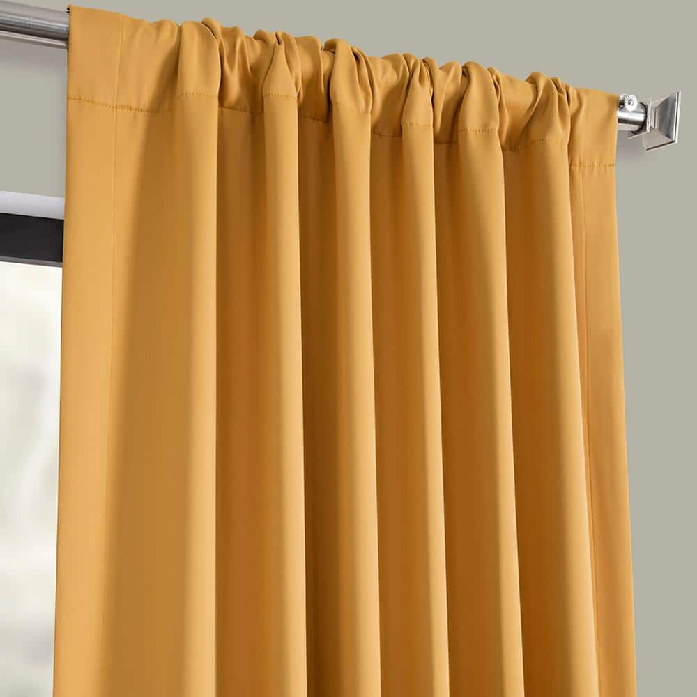 Marigold Polyester Room Darkening Curtain – 50 in. W x 84 in. L Rod Pocket with Back Tab Single Curtain Panel