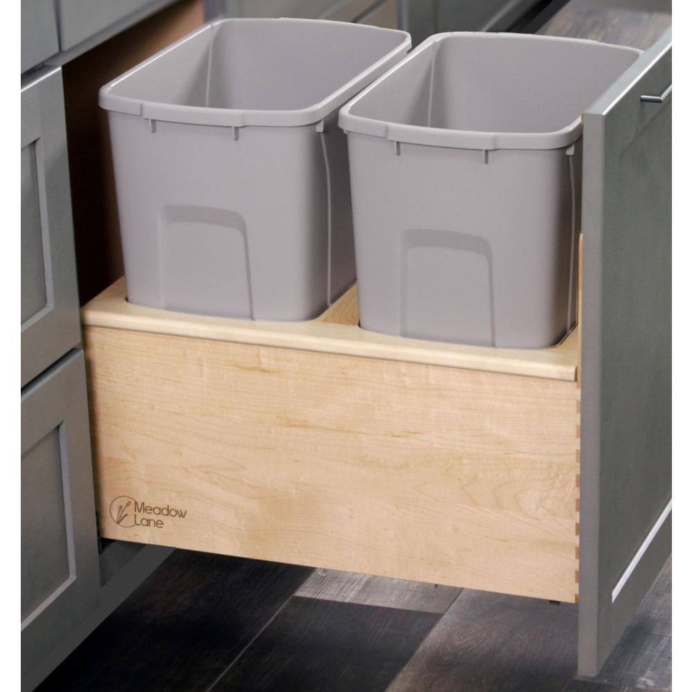 14-7/8 in. W x 19-1/4 in. H x 21 in. D Double 35 qt. Gray Pull Out Bottom Mount Waste Container